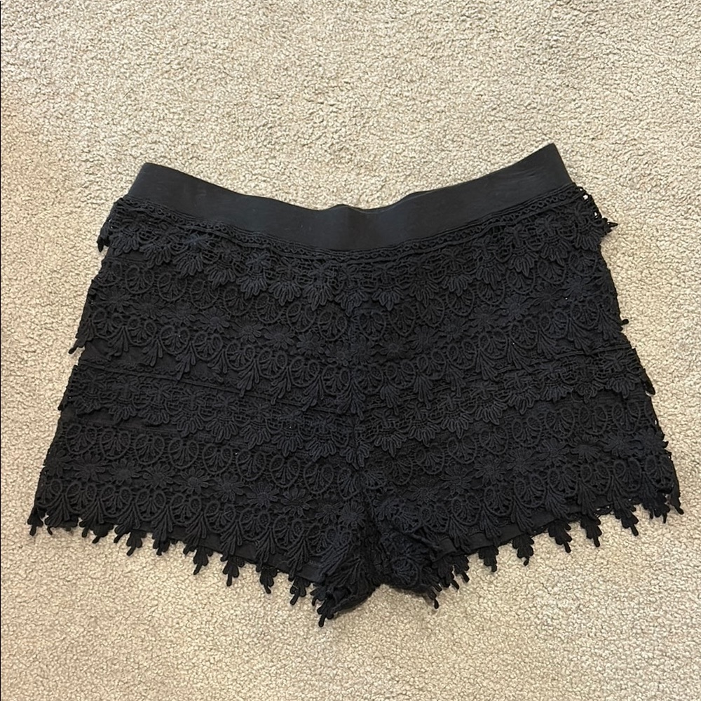 Express Black High Waist Crochet Shorts